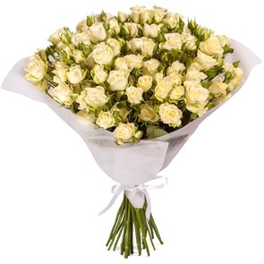 Букет 19 белых кустовых роз