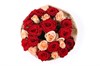 Букет 25 роз, красно-кремовый микс - фото 6444